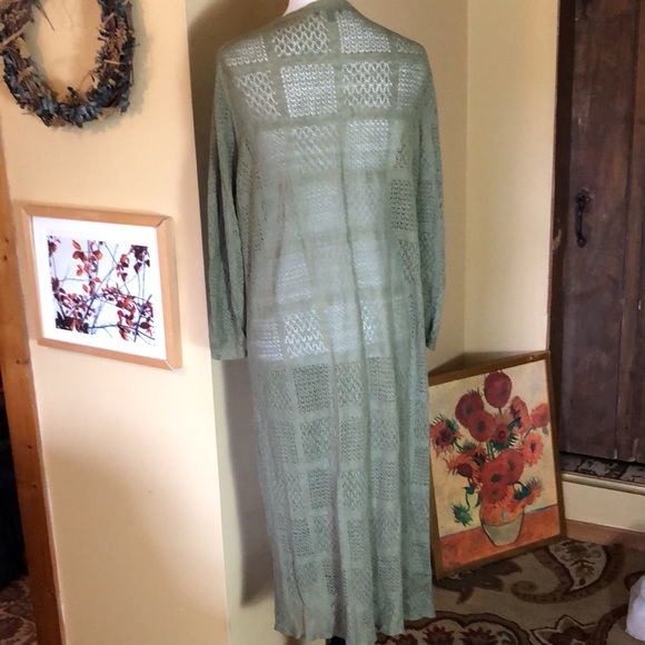 SEMPLICE size XL Linen Open-Weave Sweater Duster - Picture 8 of 16